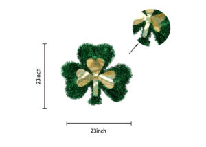 St. Patrick’s Day Tinsel Decorations-GREEN Shamrock Wreath-Green Foil Tinsel Shamrock插图1