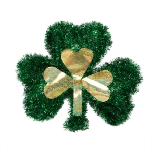 St. Patrick's Day Tinsel Decorations-GREEN Shamrock Wreath-Green Foil Tinsel Shamrock