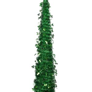 St Patricks Day Artificial Tree -Pop Up Collapsible Tinsel Tree -Home Fireplace Party