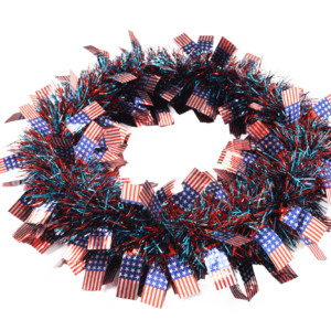 American Flag Metallic Twist Tinsel-Patriotic Wreath- Independence Day Decorations