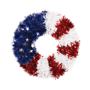 Patriotic Wreath 4th of July tinsel Wreaths— Independence Day Theme Decor