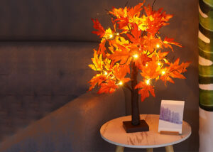Light Up Maple Leaf Lamp Tree-Tabletop Maple Tree Lamp for Thanksgiving Fall Home Decoration插图