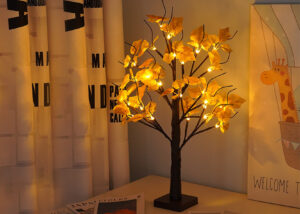 Light Up Maple Leaf Lamp Tree-Tabletop Maple Tree Lamp for Thanksgiving Fall Home Decoration插图1