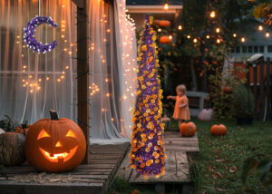 Halloween Tinsels Moon Wreath-Tinsels garland OEM-Purple Door Hanging Wreath插图2