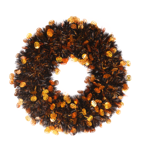 Halloween Tinsel Wreath with Pumpkins-Halloween Party Classroom Garland