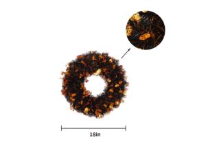 Halloween Tinsel Wreath with Pumpkins-Halloween Party Classroom Garland插图