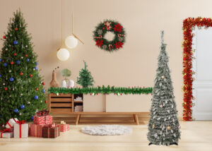 Pop-Up Snow Flocked White Christmas Tree-black artificial tree-Christmas Pop up trees插图