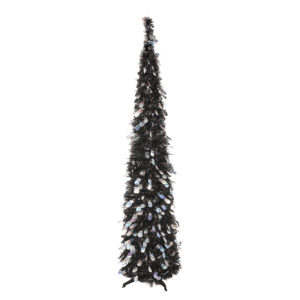 Pop Up Halloween Tinsel Tree-black artificial tree with Shiny Ghost-Halloween Pop up trees