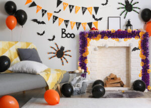 Halloween party tinsels decoration-green tinsel wreath-halloween tinsel garland插图