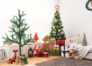 Christmas table top tree manufacturers-Snowflake sequins table top tree -Blue table top christmas tree插图