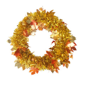 Pumpkin Maple Leaf Wreath-tinsel garland wreath-tinsel garland decor