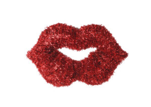 Red Tinsel Lips Wreath-Valentine’s Day tinsels garland-Red Lip Tinsel Garland插图