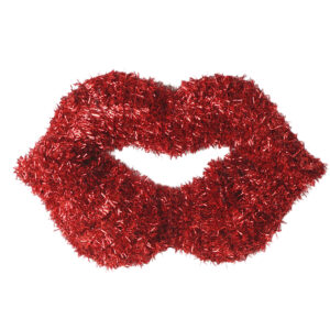 Red Tinsel Lips Wreath-Valentine's Day tinsels garland-Red Lip Tinsel Garland