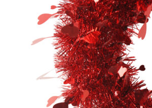 Valentine’s Day tinsels garland-red tinsel wreath-Heart-shaped tinsel garland插图3