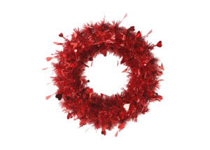 Valentine’s Day tinsels garland-red tinsel wreath-Heart-shaped tinsel garland插图2
