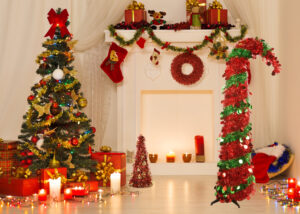 Gold Tinsel Christmas Tree-Decorated Tinsel Cone Christmas Trees-christmas table top tree插图