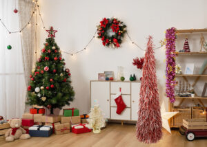 Christmas Tinsels wreaths OEM-red tinsel wreath-Artificial Christmas garland插图