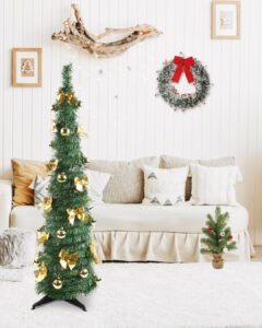 Artificial Christmas Wreaths-Red bow Christmas Wreath-Xmas Decoration ODM插图1