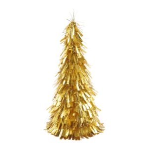 Gold Tinsel Christmas Tree-Decorated Tinsel Cone Christmas Trees-christmas table top tree