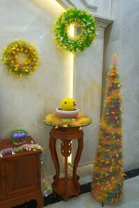 Easter Decorations-Chicks Easter tinsel Wreaths-GREEN tinsels garland插图4