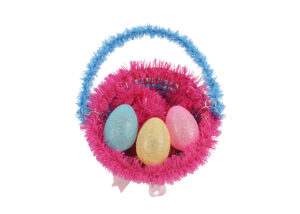 Pink Tinsel Spring Basket with 3 Eggs Shelf-Easter party tinsels decoration-Easter Baskets Tinsel插图5