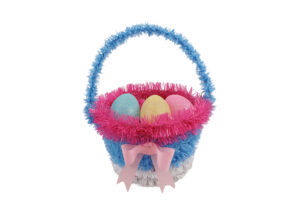 Pink Tinsel Spring Basket with 3 Eggs Shelf-Easter party tinsels decoration-Easter Baskets Tinsel插图4