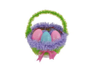 Pink Tinsel Spring Basket with 3 Eggs Shelf-Easter party tinsels decoration-Easter Baskets Tinsel插图7