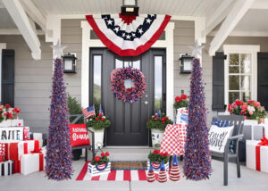 Blue,red&white table top trees table top  Independence Day tree decor-table top tree OEM插图3