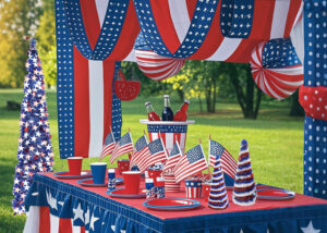 Blue,red&white table top trees table top  Independence Day tree decor-table top tree OEM插图