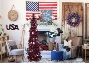 Independence Day Wreath-Red White Blue Wreath-Patriotic Tinsel Garland wreath插图3
