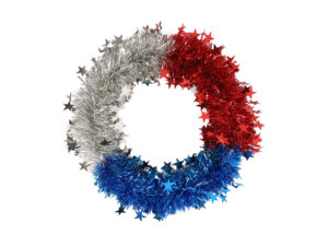 Independence Day Wreath For Front Door-Patriotic Tinsel Wreath-Red White Blue Star Garland插图1