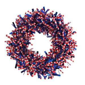 Independence Day Wreath-Red White Blue Wreath-Patriotic Tinsel Garland wreath