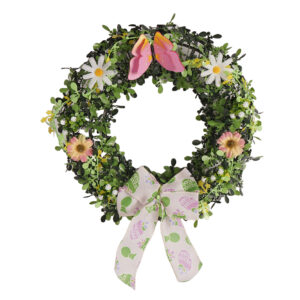 Green tinsel garland wreath-Flowers decoration tinsel wreath-New spring tinsel wreath