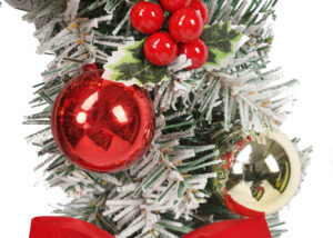 Outdoor Christmas Wreath-Wreath Adorned with Bowknot Pinecones Red Berries Front Door Holiday Decor Supplies插图1