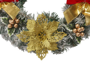 Outdoor Christmas Wreath-Wreath Adorned with Bowknot Pinecones Red Berries Front Door Holiday Decor Supplies插图4
