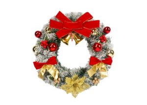 Outdoor Christmas Wreath-Wreath Adorned with Bowknot Pinecones Red Berries Front Door Holiday Decor Supplies插图