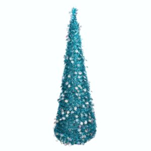 5ft blue christmas tree-Blue Tinsel Pop Up Christmas Tree-Artificial christmas tree